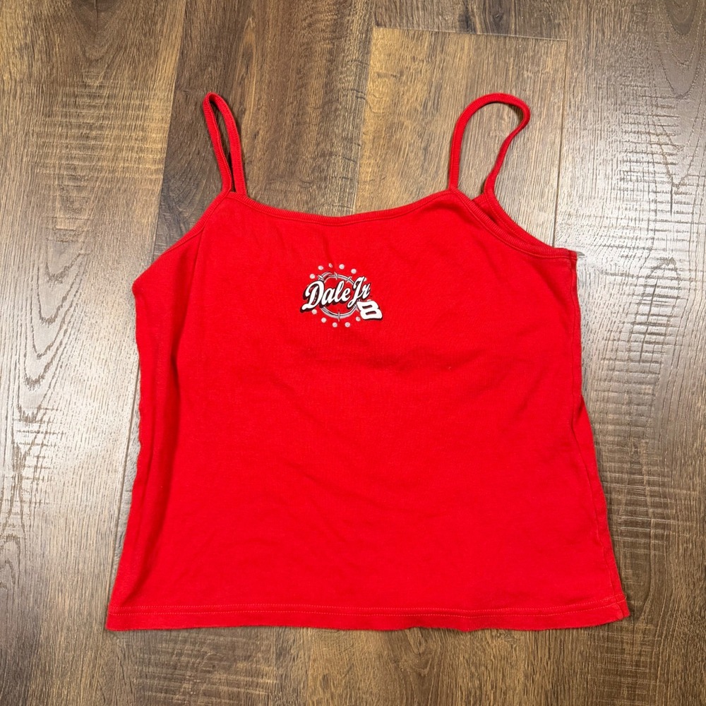 Vintage Y2K Dale Earnhardt Jr #8 NASCAR Women's Large Red Cami Tank Top
